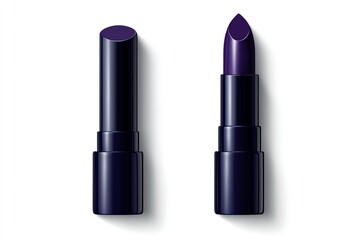 Obraz premium Purple lipstick on a white isolated background for beauty and cosmetic themes.