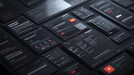 A close-up of a website template design in progress, focusing on UX trends, smooth user flows, and modern UI components