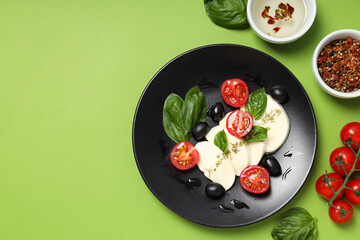 Salad Caprese, concept of tasty and delicious food