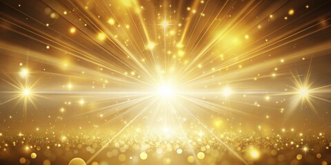 Obraz premium Golden light beams and particles creating a glowing abstract background, golden, light, beams, particles, glowing