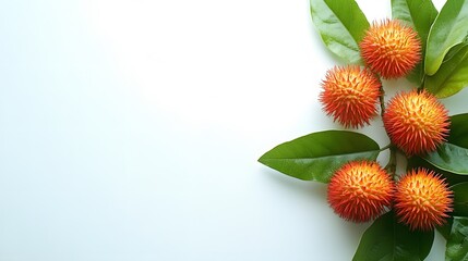 Fototapeta premium rambutan sweet delicious fruit with leaf isolated on white background. 