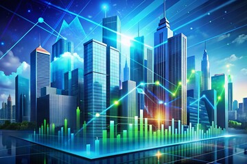 Fototapeta premium 3D Illustration of Stock Market Online Business Concept with Graphs and Data Visuals for Financial Growth