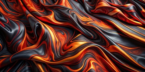 Abstract Black and Red Marble Texture with Shiny Orange Fabric Background for Modern Interior Design