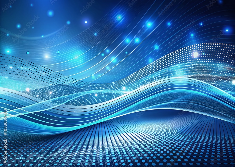 Poster abstract blue rounded lines background with dashed lines and dots for modern design and technology v