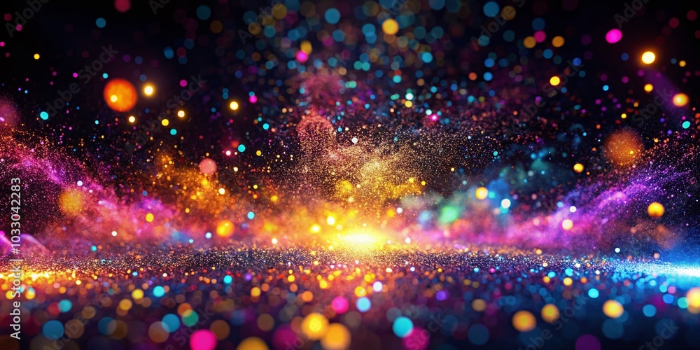 Poster abstract particles exploding animation - dark neon loop technology background for live wallpaper and