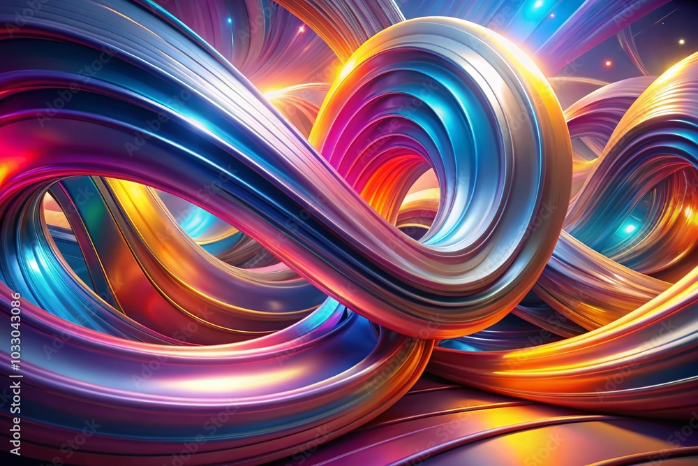 Poster abstract twist curve geometry in long exposure - dynamic 3d rendering for modern art enthusiasts