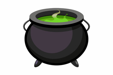 Round witch's cauldron with green potion