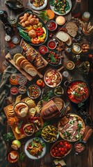 Fototapeta premium Oktoberfest food in table, Thanksgiving day, Thanksgiving day celebration, Oktoberfest 