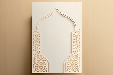 Arabic window frame on a beige background. 3d rendering