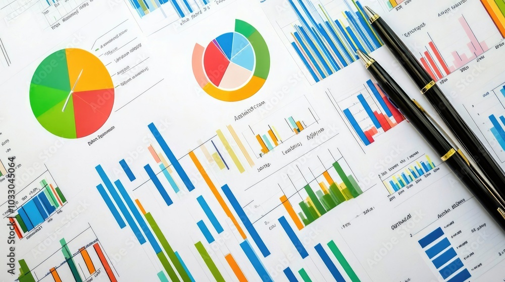 Poster colorful charts and graphs for data analysis
