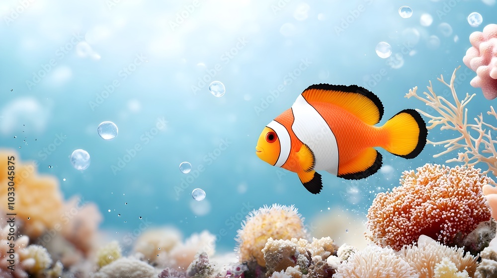 Poster colorful and dynamic of a coral reef flat design presented in a side view underwater scene the compl
