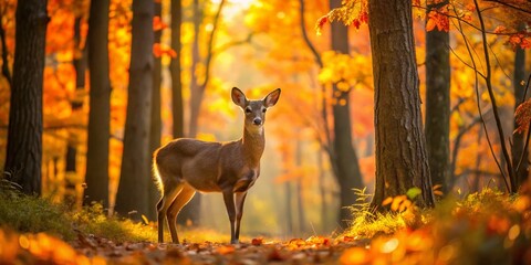 Autumn Doe in Indiana Dunes Forest - Urban Exploration Photography