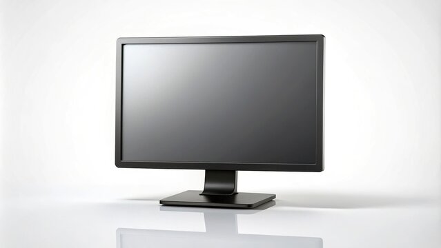 black LCD monitor isolated on white background minimalist