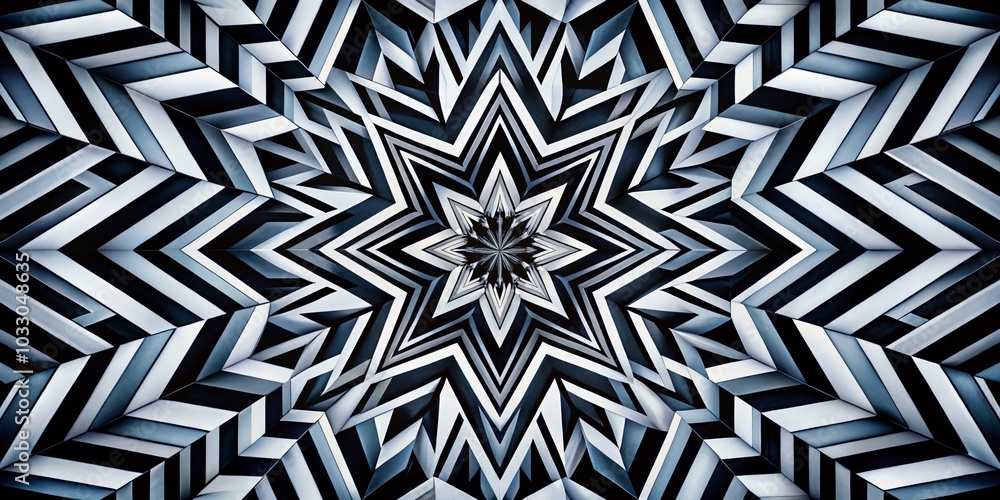 Poster black and white abstract geometric pattern with sharp arrows effect for creative design