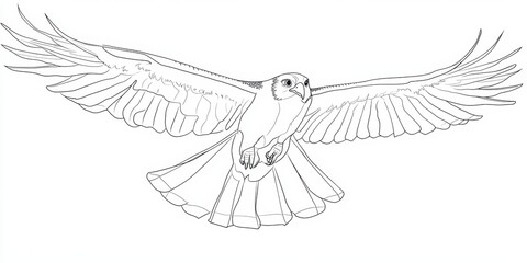 Fototapeta premium Line drawing of a bird in flight.
