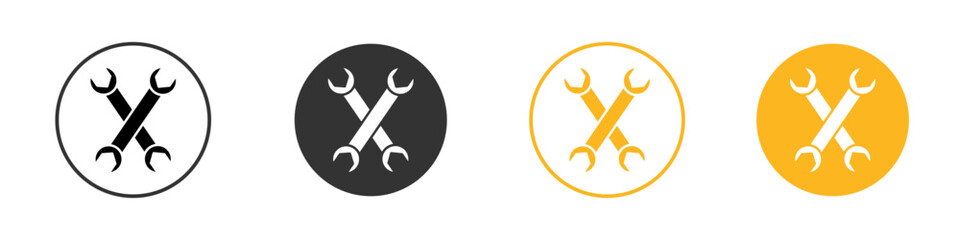 Wrench icon black and white vector outline sign