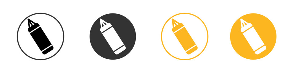 Boxing punch bag icon black and white vector outline sign