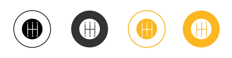 car manual shift lever icon black and white vector outline sign