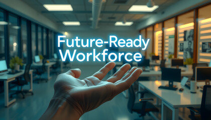 Future-Ready Workforce concept representing innovation, adaptability, and the evolving role of technology in the workforce