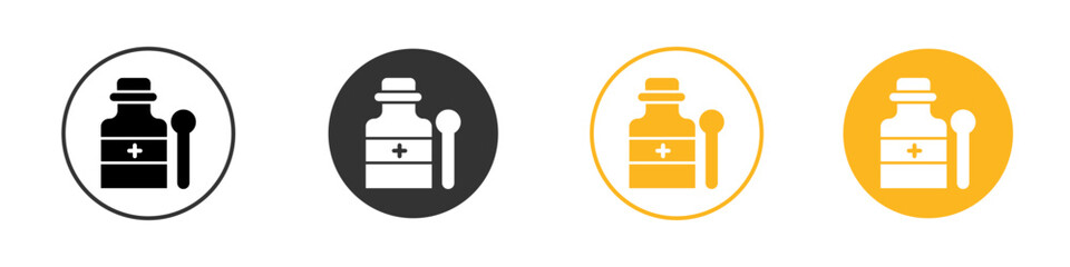 cough syrup icon black and white vector outline sign
