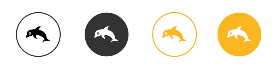 Dolphin icon black and white vector outline sign