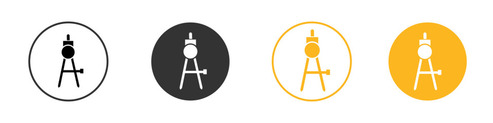 geomatric compass icon black and white vector outline sign © Topline