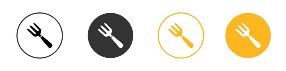 Garden fork icon black and white vector outline sign