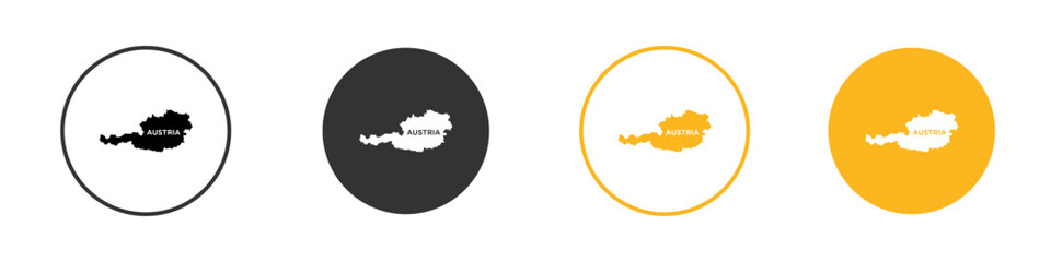 map of Austria icon black and white vector outline sign