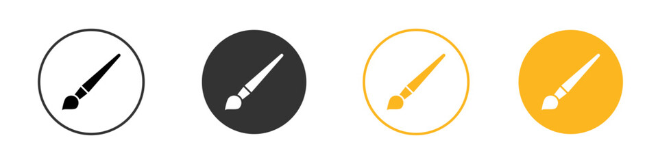 Paint brush icon black and white vector outline sign