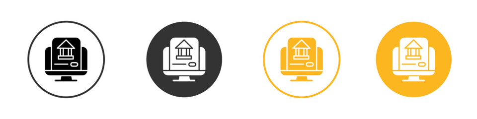 Official information online icon black and white vector outline sign