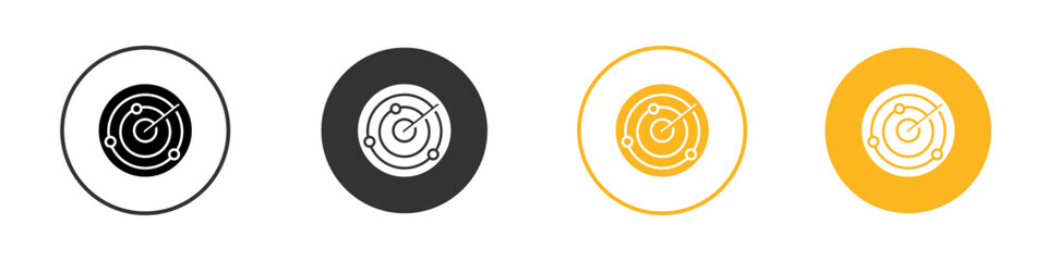radar detection icon black and white vector outline sign