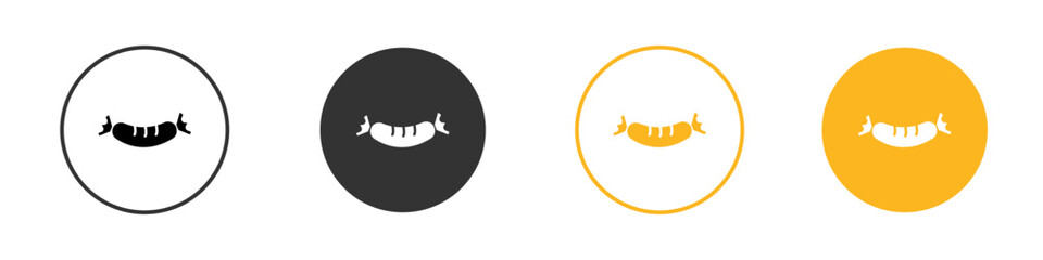 Sausage icon black and white vector outline sign