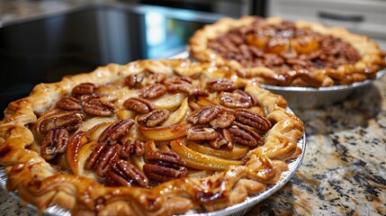 Pecan Apple and Pumpkin Pies, Thanksgiving day, Thanksgiving day celebration, Oktoberfest