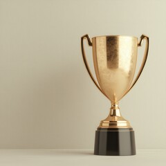 Gold trophy on a neutral background, symbolizing victory and achievement.