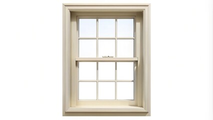 Single hung sash window isolated on white background