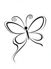 Fototapeta premium black-line-butterfly-illustration-art
