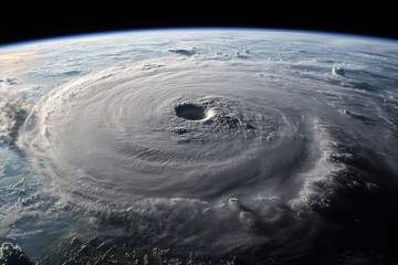 A stunning satellite view of a powerful hurricane swirling over the ocean, showcasing nature's raw and dynamic energy.