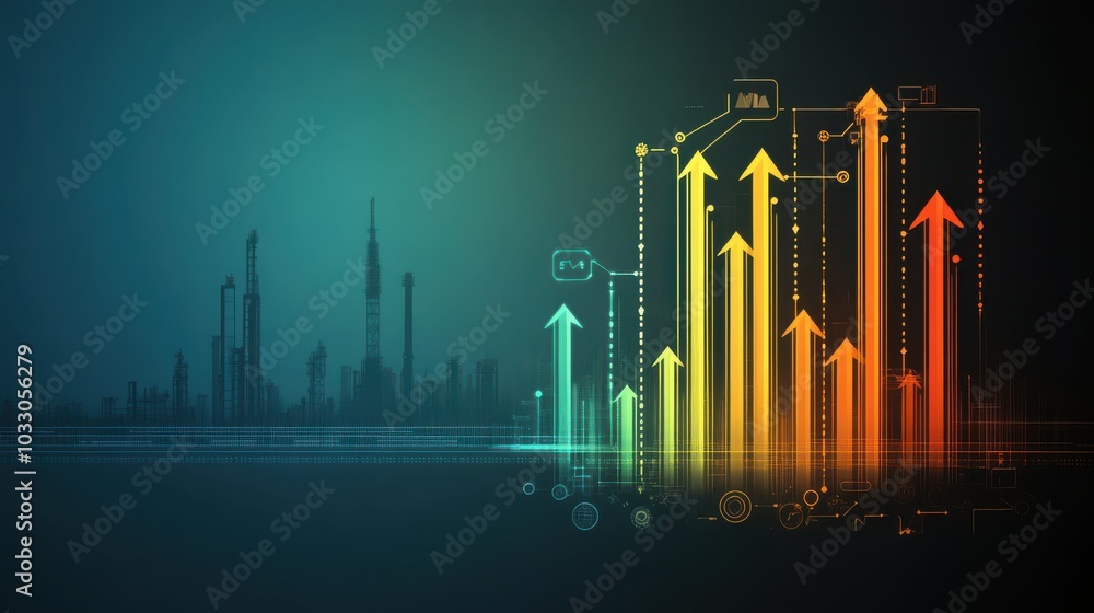 Aufkleber visualizing growth and innovation industry trends in technology and business performance