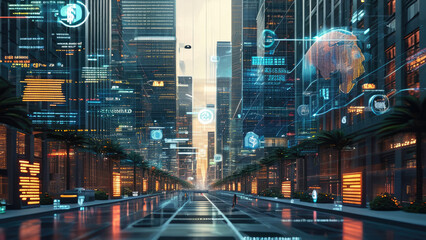 Fototapeta premium Digital Economy Infrastructure: Financial Revolution in the Age of Technology