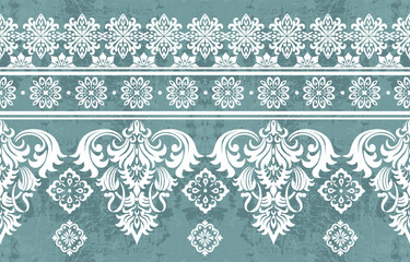 Abstract Traditional Scribble Style Hand Drawn Ikat Seamless Vector Pattern Trendy Fashion Colors Perfect for Allover Fabric Print or Wall Paper Damask Ethnic Concept Bright Orange White Tones