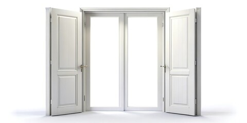 Extreme close-up of white open double door against white background