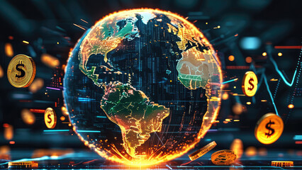 Fototapeta premium Global Digital Economy Development: Unveiling Opportunities and Challenges