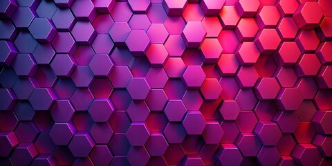 Abstract Geometric Pattern of Interlocking Hexagon Shapes in Vibrant Purple and Red Hues