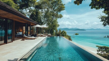 Fototapeta premium A luxury travel guidebook highlighting exclusive destinations, with lavish accommodations and private tours to exotic locations