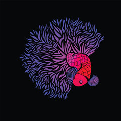 Betta Fish Ornamental Decorative Vibrant Colored Vector