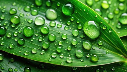 Green leaves with water droplets
