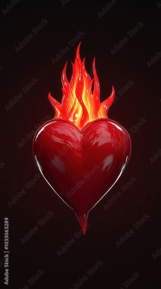 Sticker Flaming Heart.