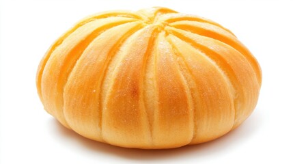 Obraz premium Japanese melon pan, a soft bun with a crispy top, isolated on white background