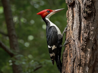 Fototapeta premium Ivory-billed Woodpecker (Campephilus principalis) – Once thought extinct, this striking woodpecker is one of the rarest birds in the U.S. 
