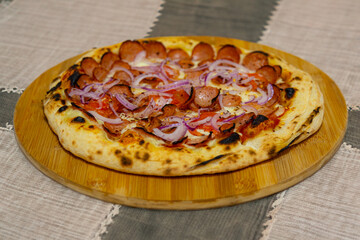 Rustic artisanal pizza in a cozy atmosphere